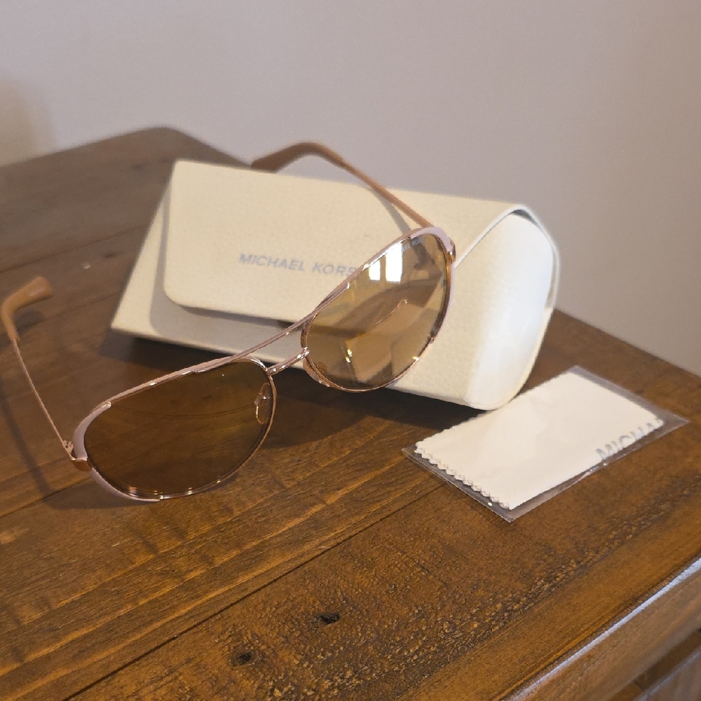 MK Rose Gold Aviator Sunglasses